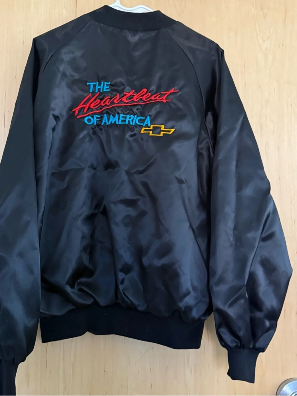 Vintage - WestArk Satin Chevrolet Embroidered Bomber Jacket - Black XL